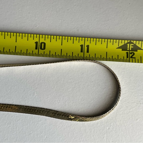 Vintage sterling silver 24” Gold Milror Italy 925 Herringbone Necklace - Picture 7 of 8